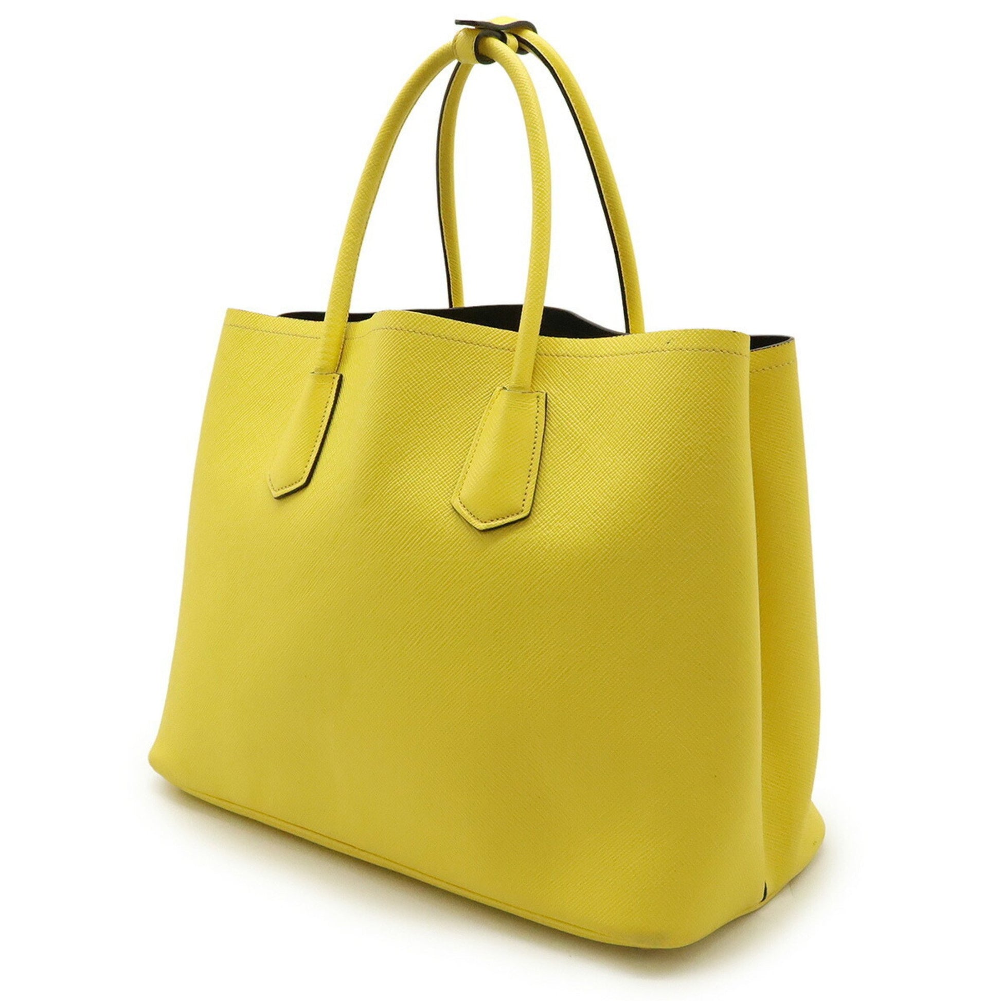 Prada Saffiano, Yellow, Leather, tote