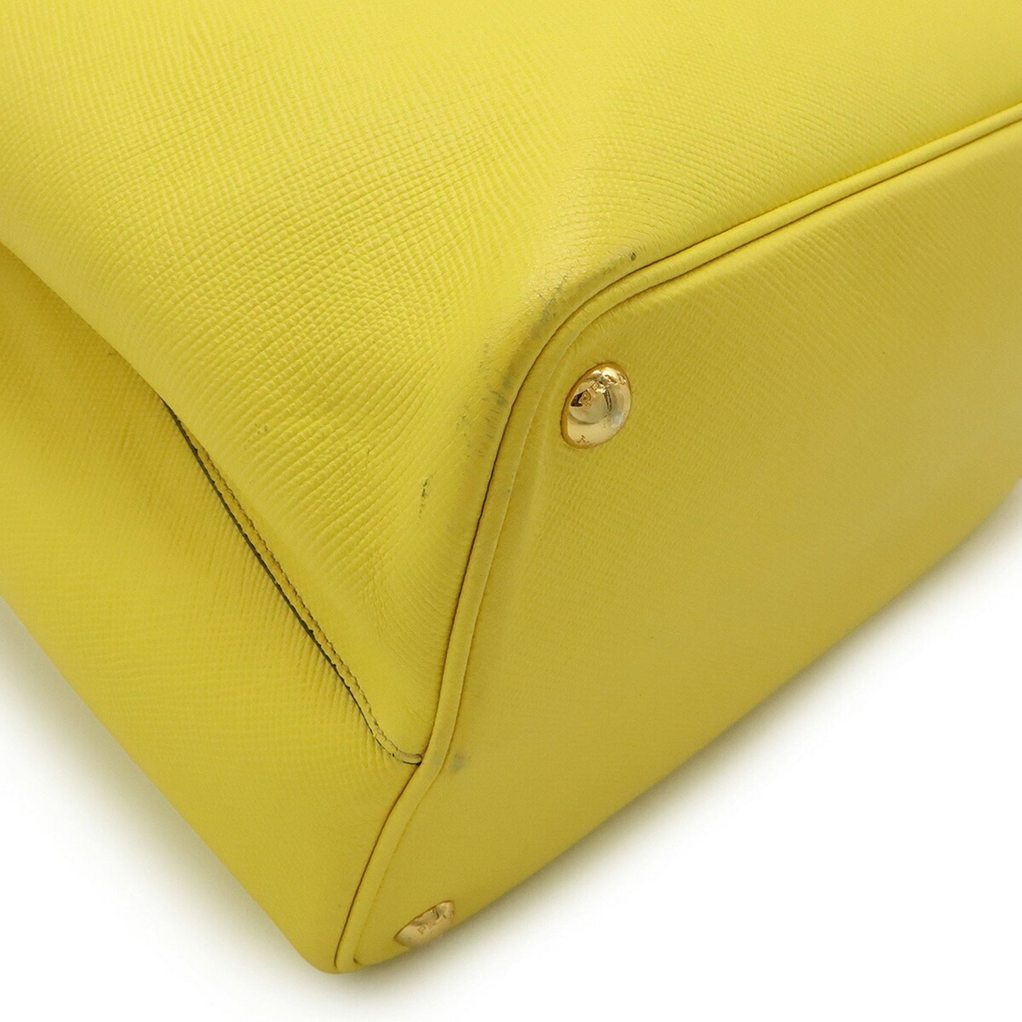 Prada Saffiano, Yellow, Leather, tote