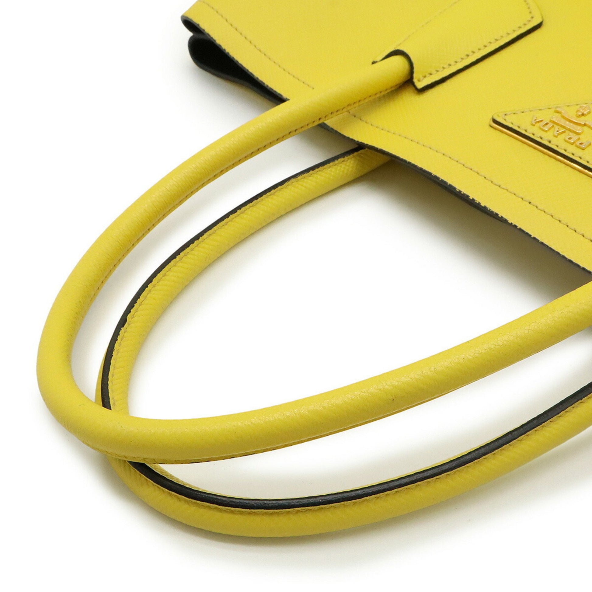 Prada Saffiano, Yellow, Leather, tote