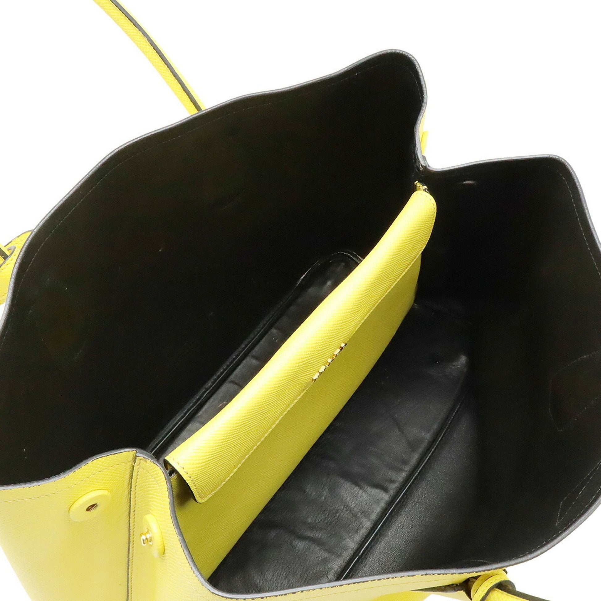 Prada Saffiano, Yellow, Leather, tote