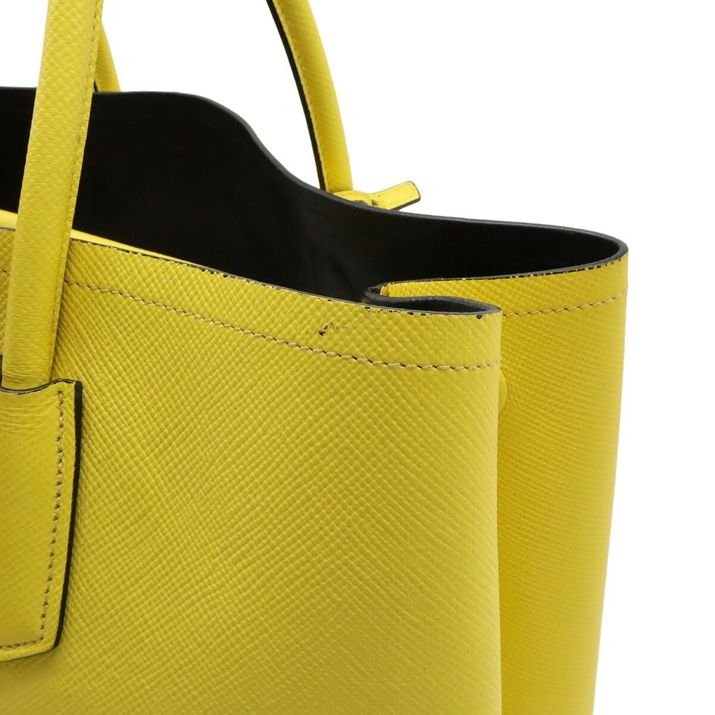 Prada Saffiano, Yellow, Leather, tote