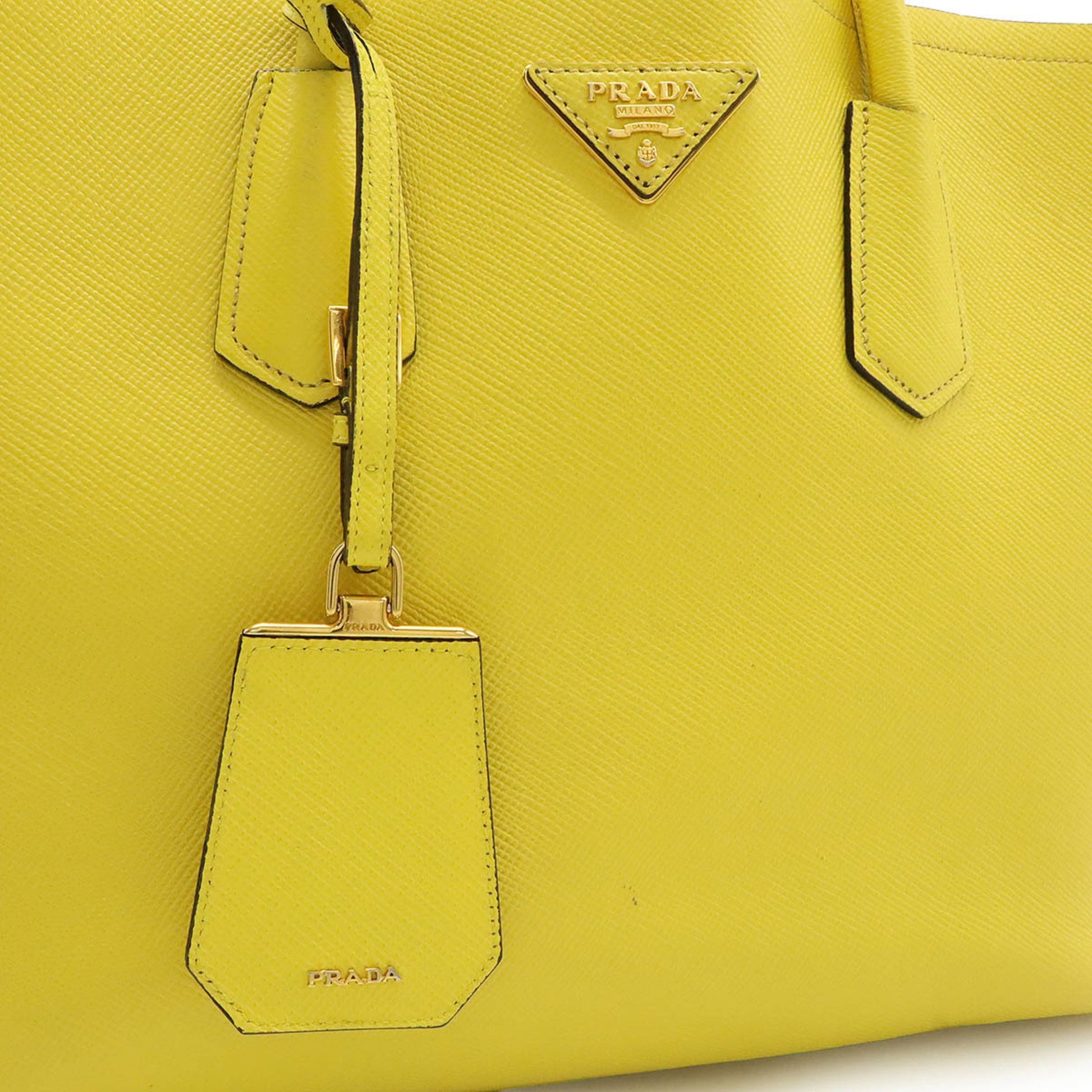 Prada Saffiano, Yellow, Leather, tote