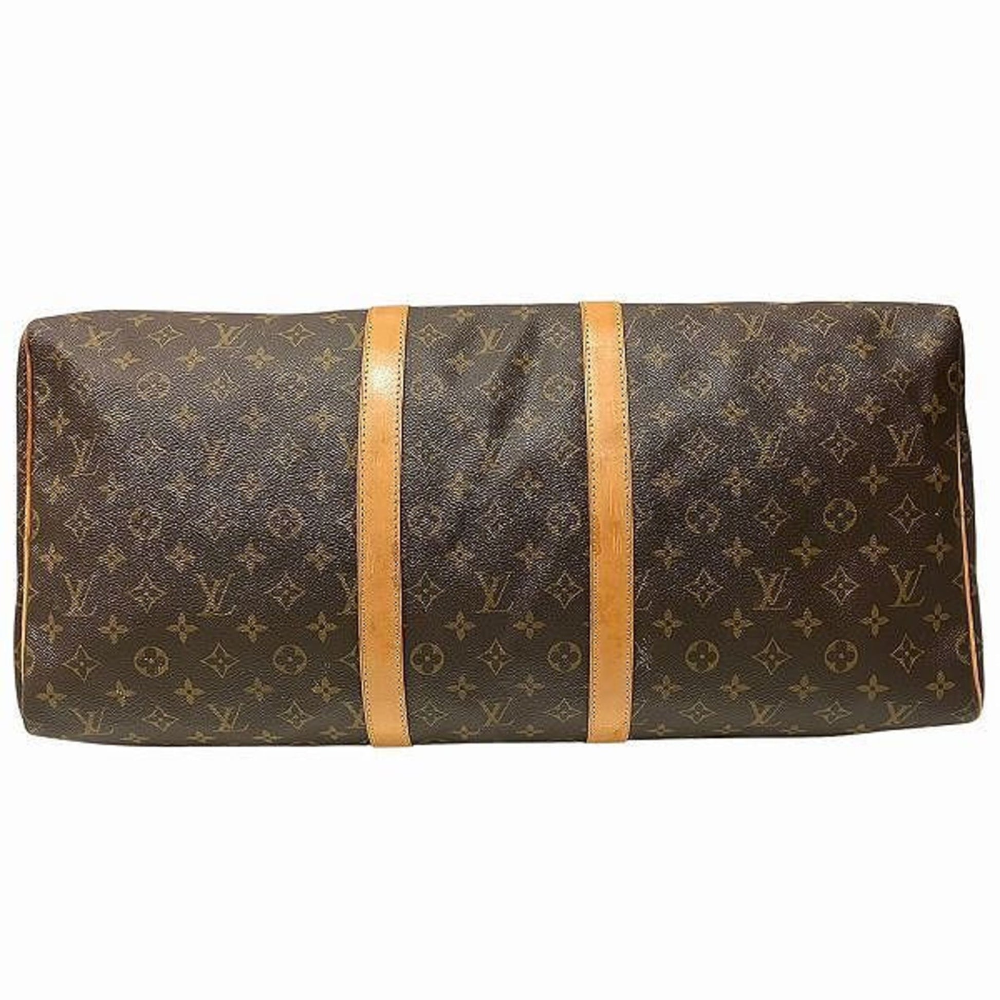 Louis Vuitton Keepall 55, Brown, Canvas, travel