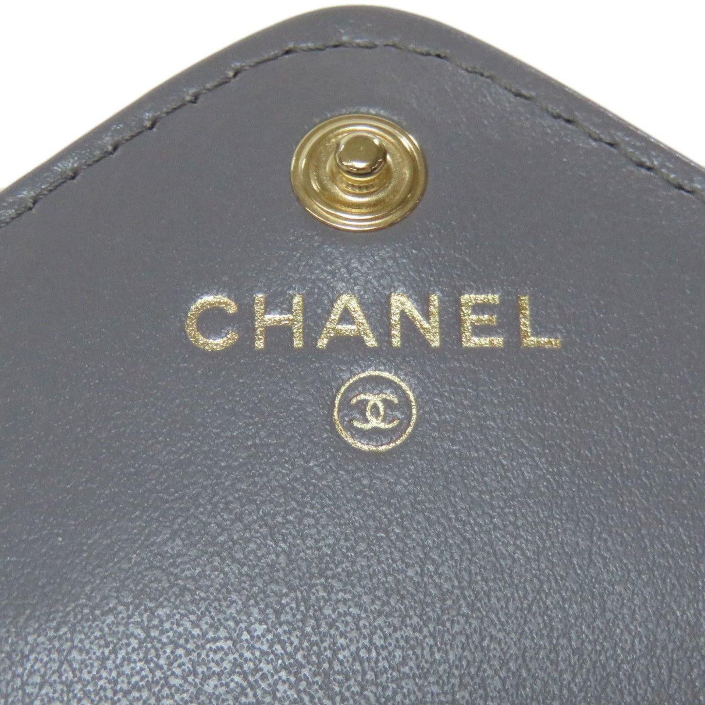 Chanel V-Stich, Grey, Leather, wallet