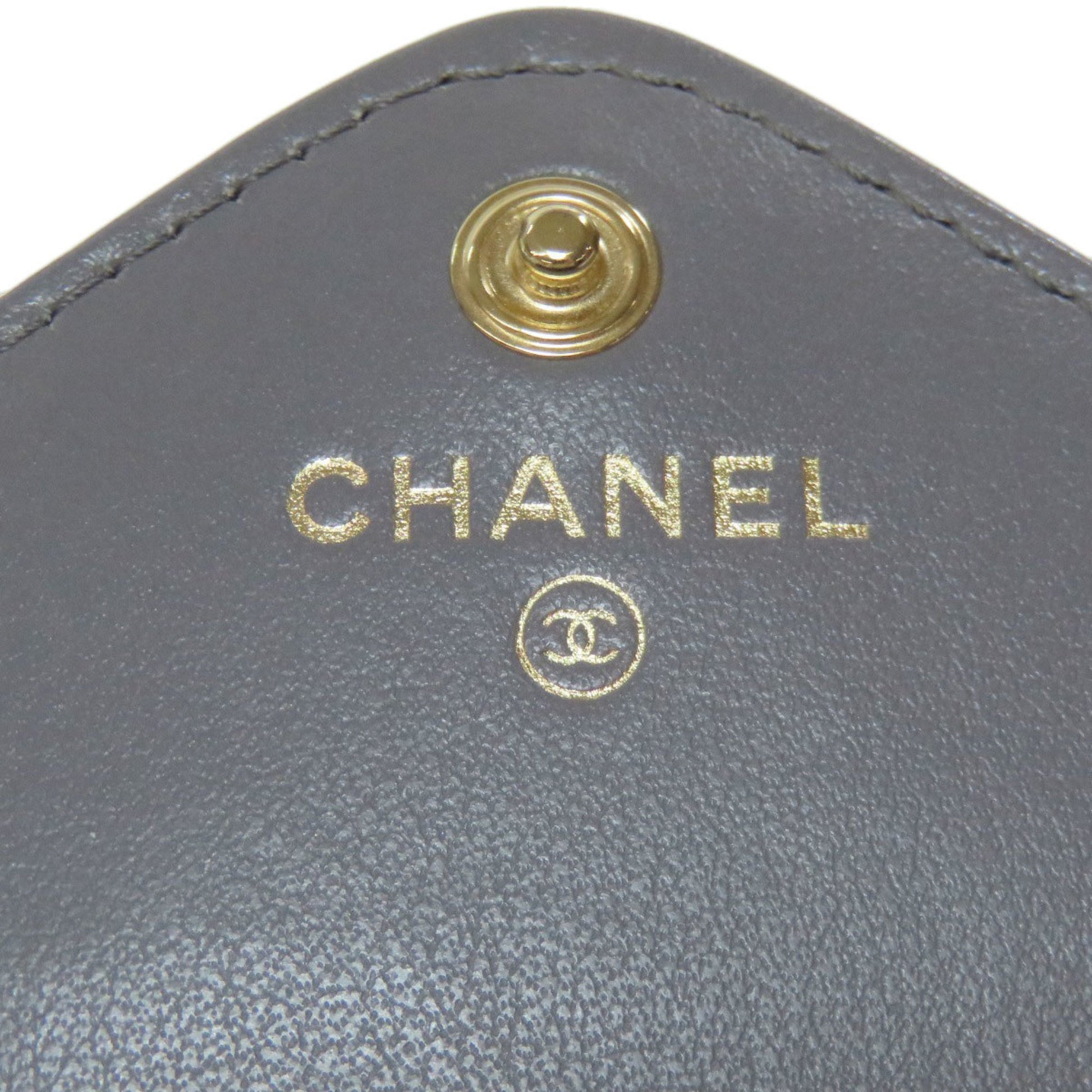 Chanel V-Stich, Grey, Leather, wallet