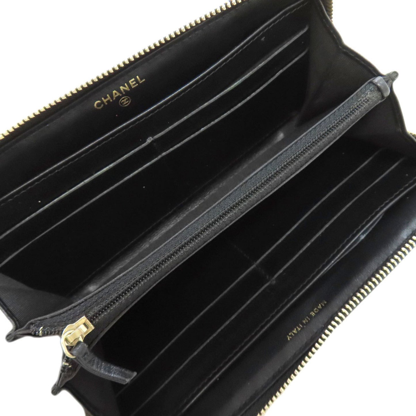 Chanel Camellia, Black, Leather, wallet