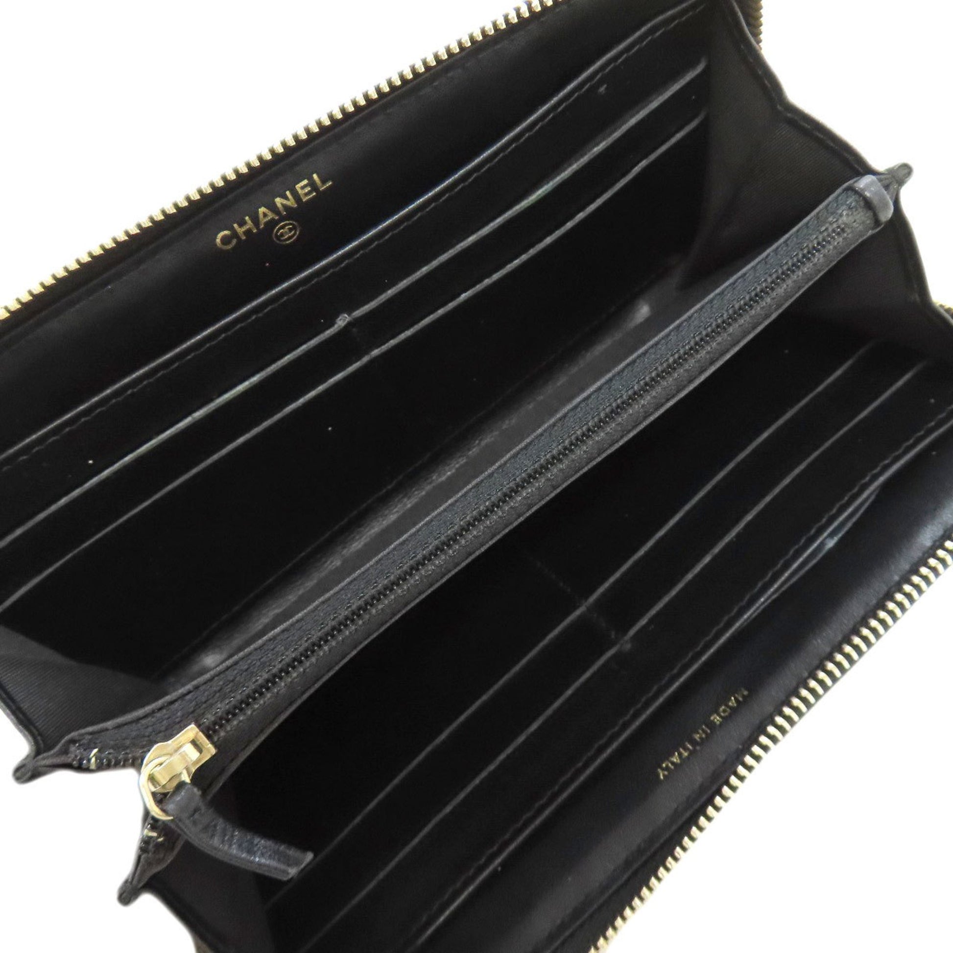 Chanel Camellia, Black, Leather, wallet