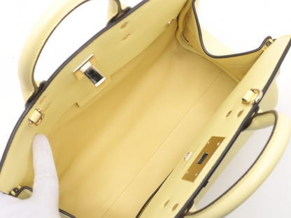 Salvatore Ferragamo Studio Satchel Leather, YELLOW, LEATHER, Handbag