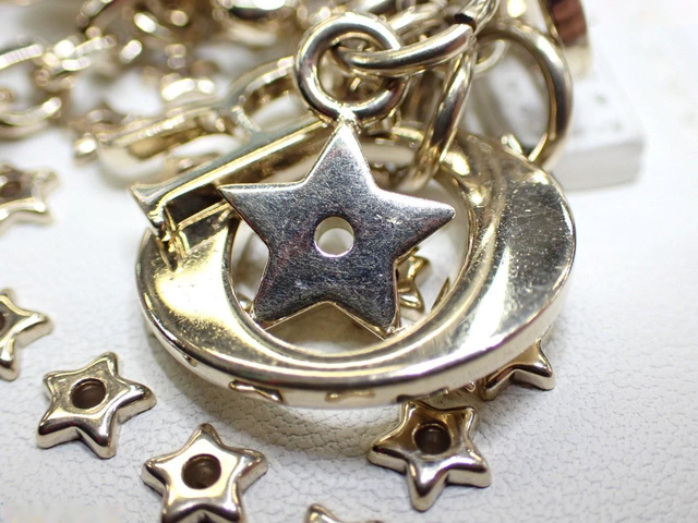 Christian Dior Lady Dior Phone Holder on Chain Studded Leather, ECRU, LEATHER, Clutche & pouche