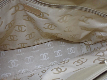 Chanel Wild Stitch cabas canvas, BEIGE, LEATHER, Shoulder bag