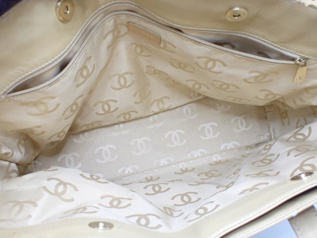 Chanel Wild Stitch cabas canvas, BEIGE, LEATHER, Shoulder bag