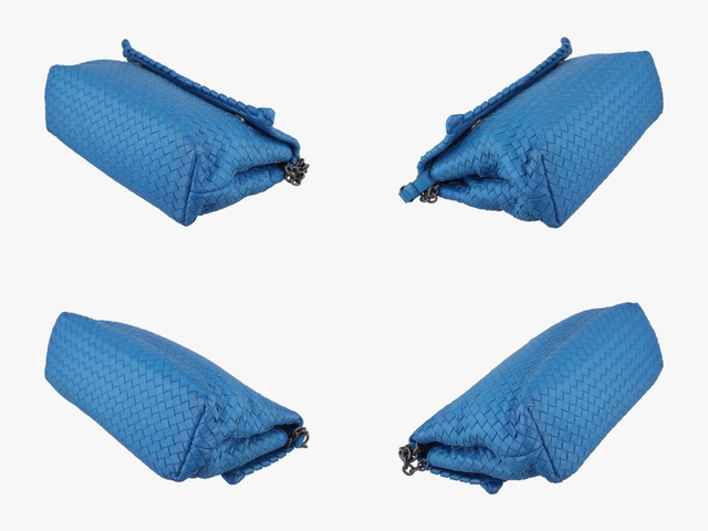 Bottega Veneta olimpia cuir bleu, BLUE, LEATHER, Shoulder bag