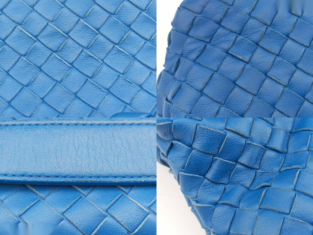 Bottega Veneta olimpia cuir bleu, BLUE, LEATHER, Shoulder bag
