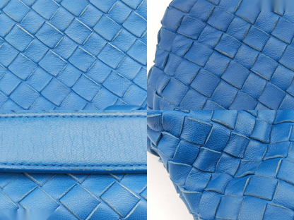 Bottega Veneta olimpia cuir bleu, BLUE, LEATHER, Shoulder bag