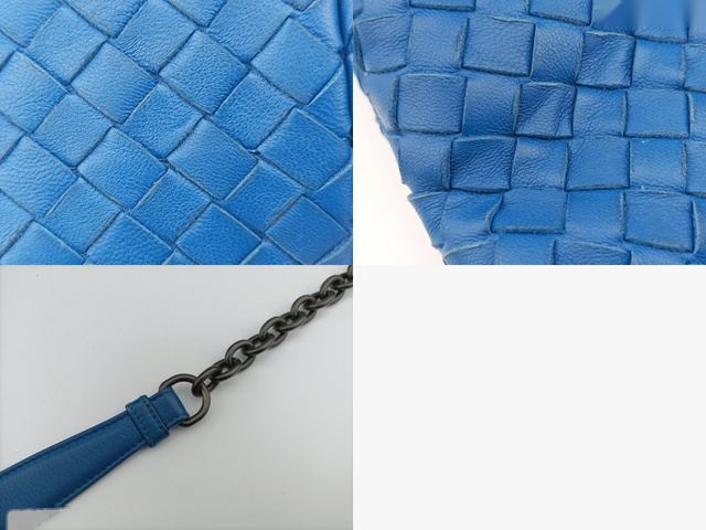 Bottega Veneta olimpia cuir bleu, BLUE, LEATHER, Shoulder bag