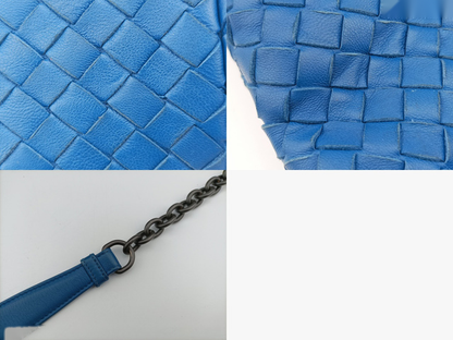 Bottega Veneta olimpia cuir bleu, BLUE, LEATHER, Shoulder bag