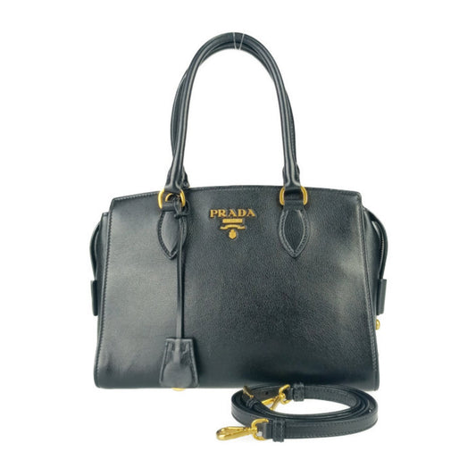 Prada Saffiano, Black, Leather, handbag