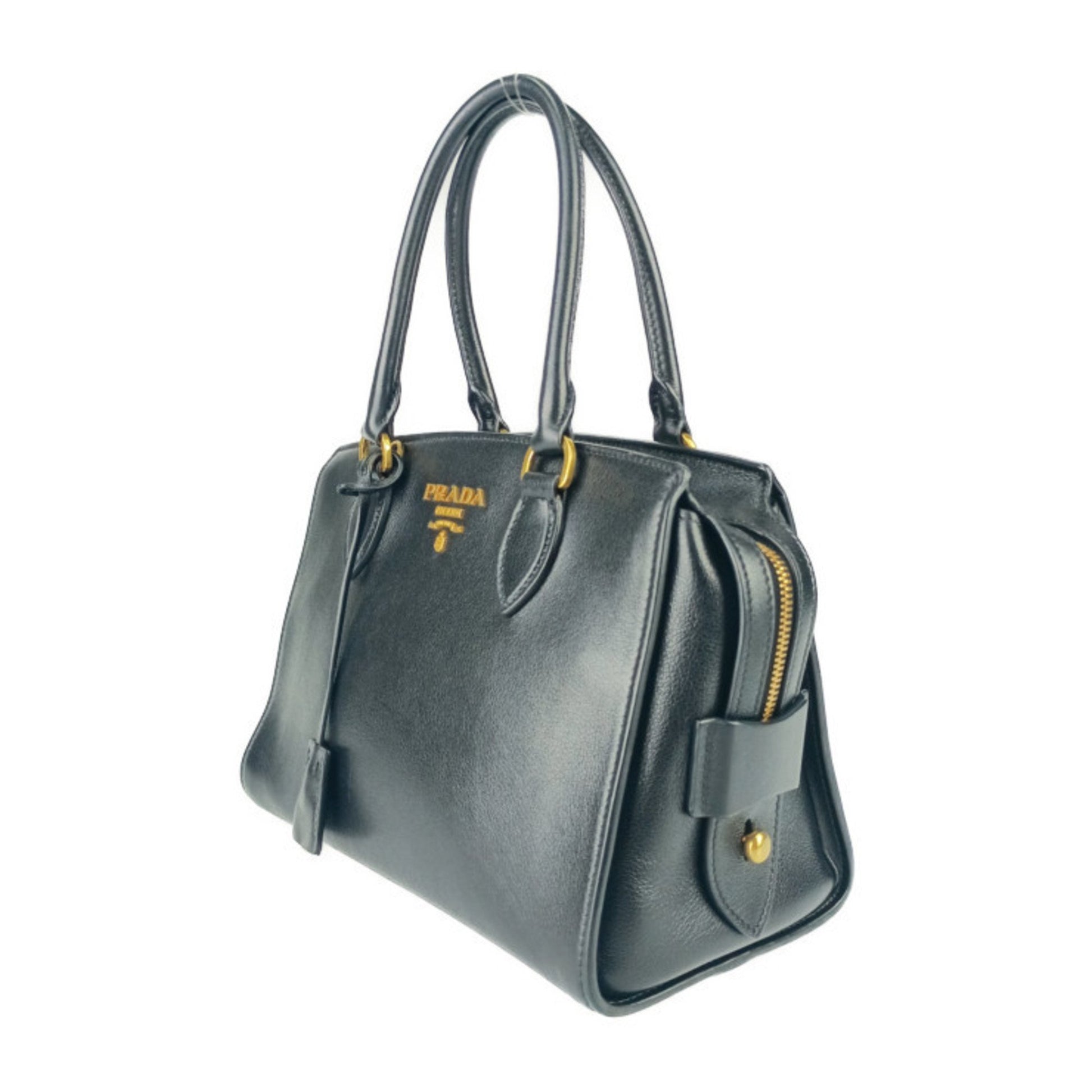 Prada Saffiano, Black, Leather, handbag