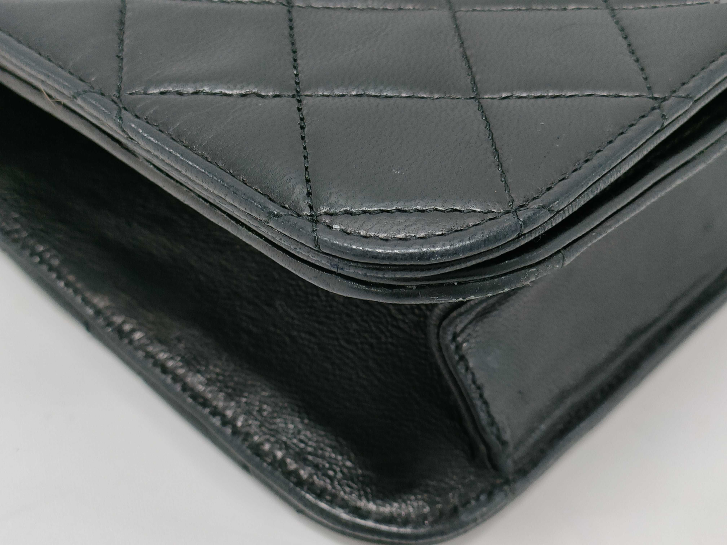 Chanel Wallet on Chain Quilted Velvet, BLACK, LEATHER, Handbag