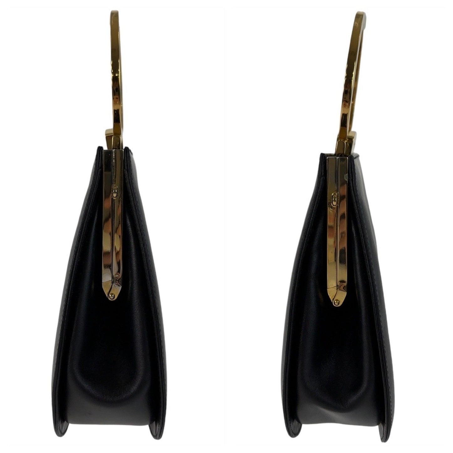 Salvatore Ferragamo Gancini, Black, Leather, handbag