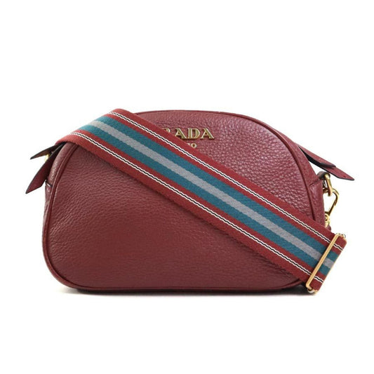 Prada, Burgundy, Leather, shoulder