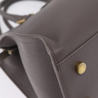 Saint Laurent Monogram Cabas Leather, Gray, Leather, Tote Bag
