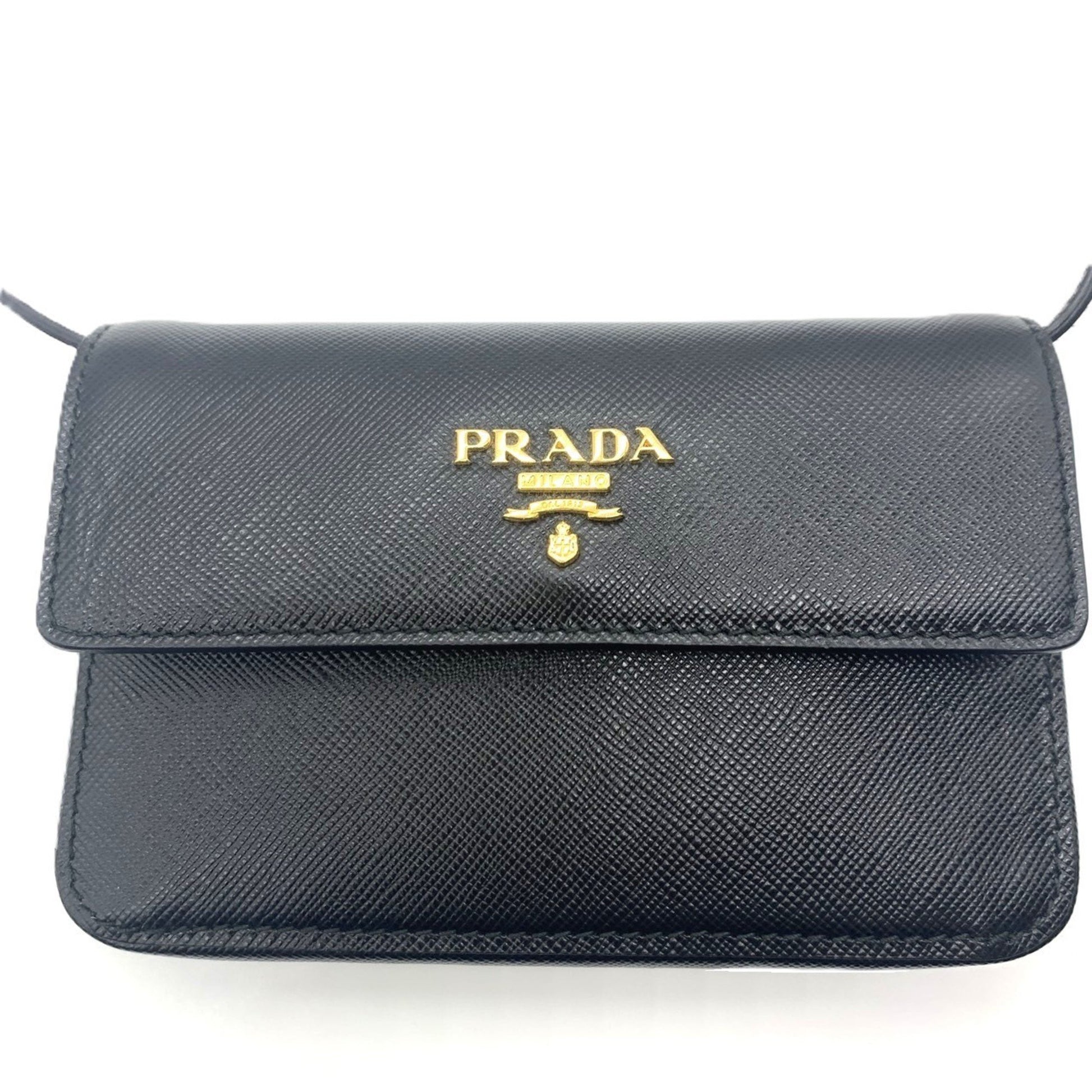 Prada Saffiano, Black, Leather, clutch
