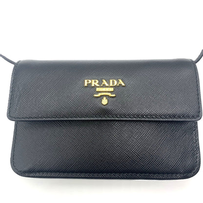Prada Saffiano, Black, Leather, clutch