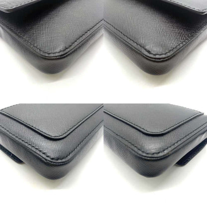 Prada Saffiano, Black, Leather, clutch