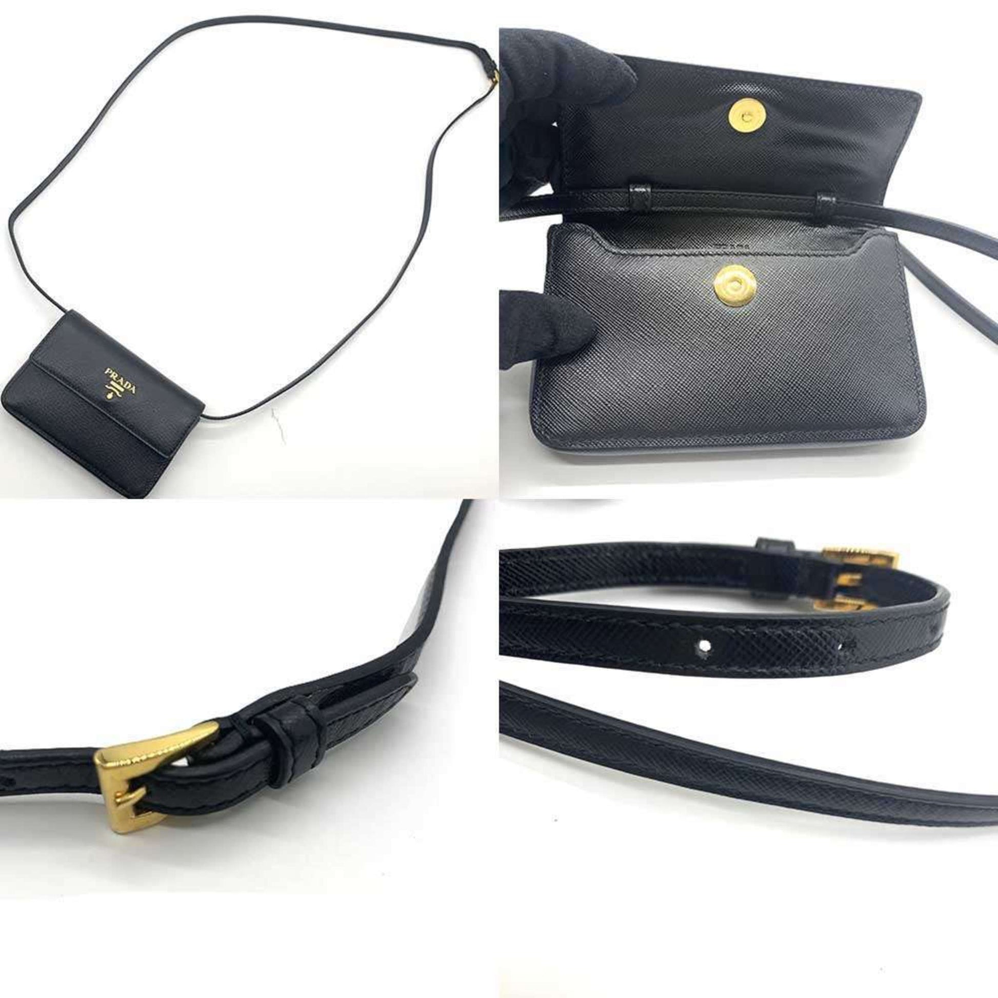 Prada Saffiano, Black, Leather, clutch