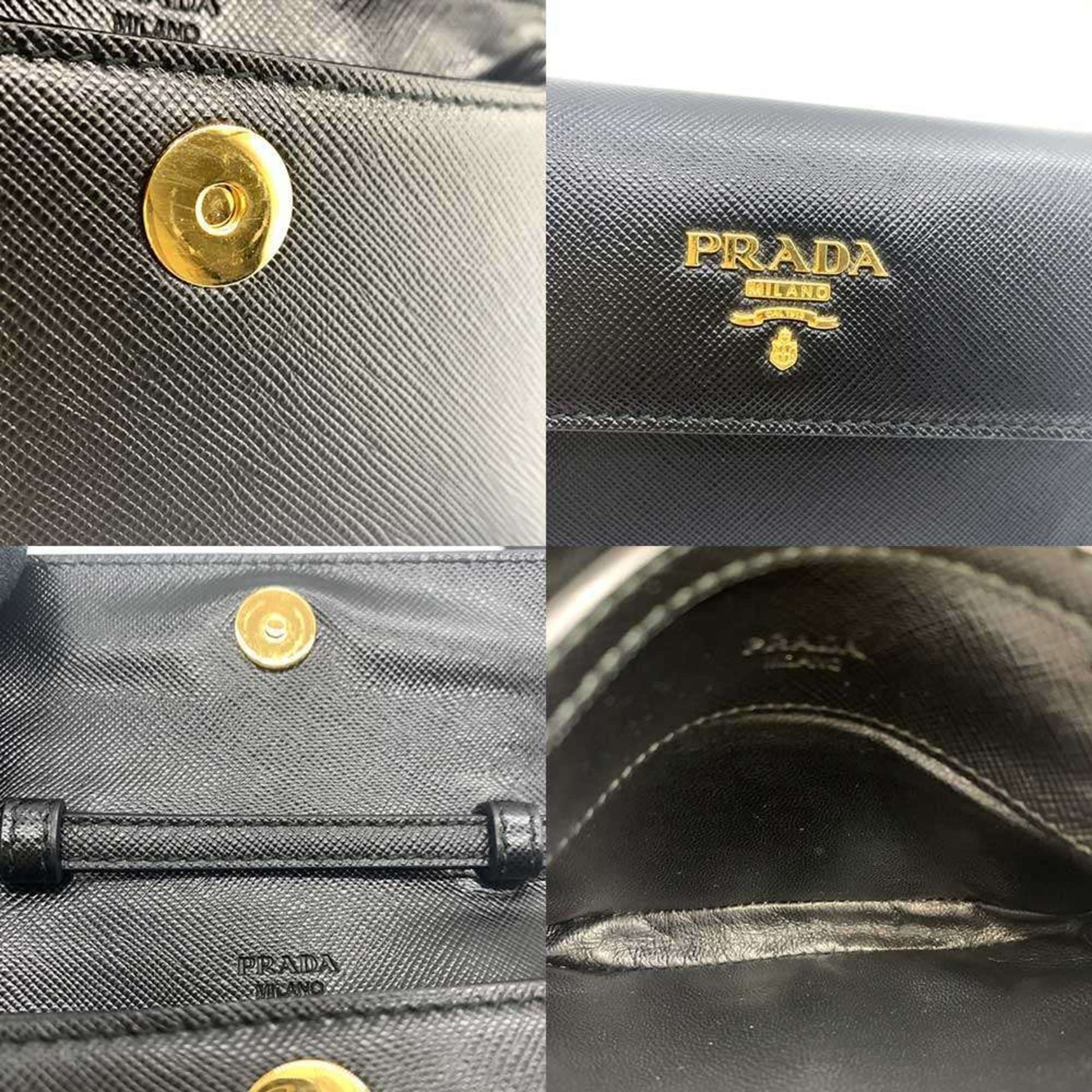 Prada Saffiano, Black, Leather, clutch