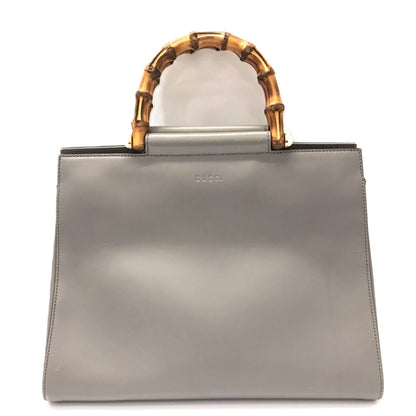 Gucci Bamboo, Grey, Leather, handbag