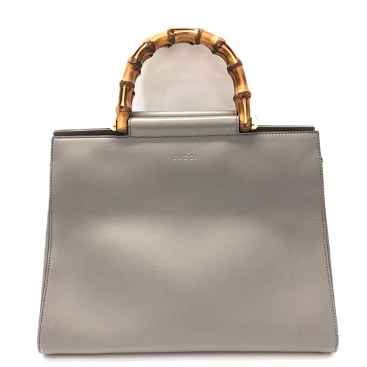 Gucci Bamboo, Grey, Leather, handbag