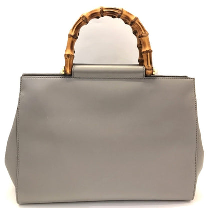Gucci Bamboo, Grey, Leather, handbag