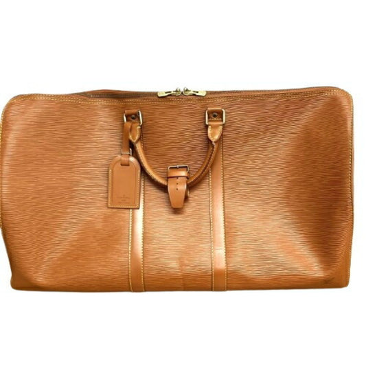 Louis Vuitton Keepall 55, Gold, Leather, travel