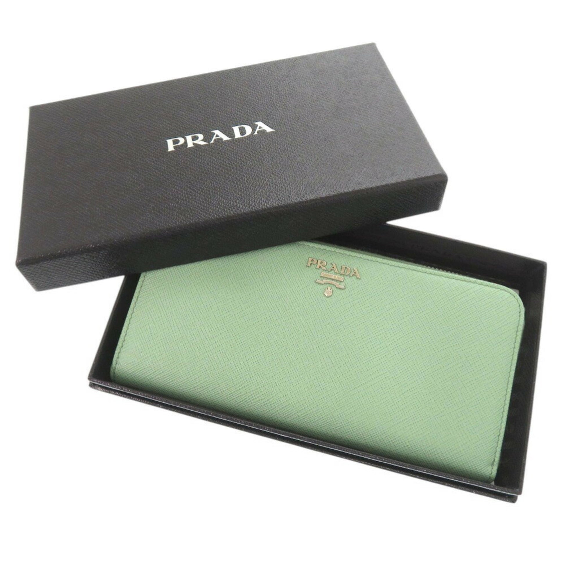 Prada Saffiano, Green, Leather, wallet