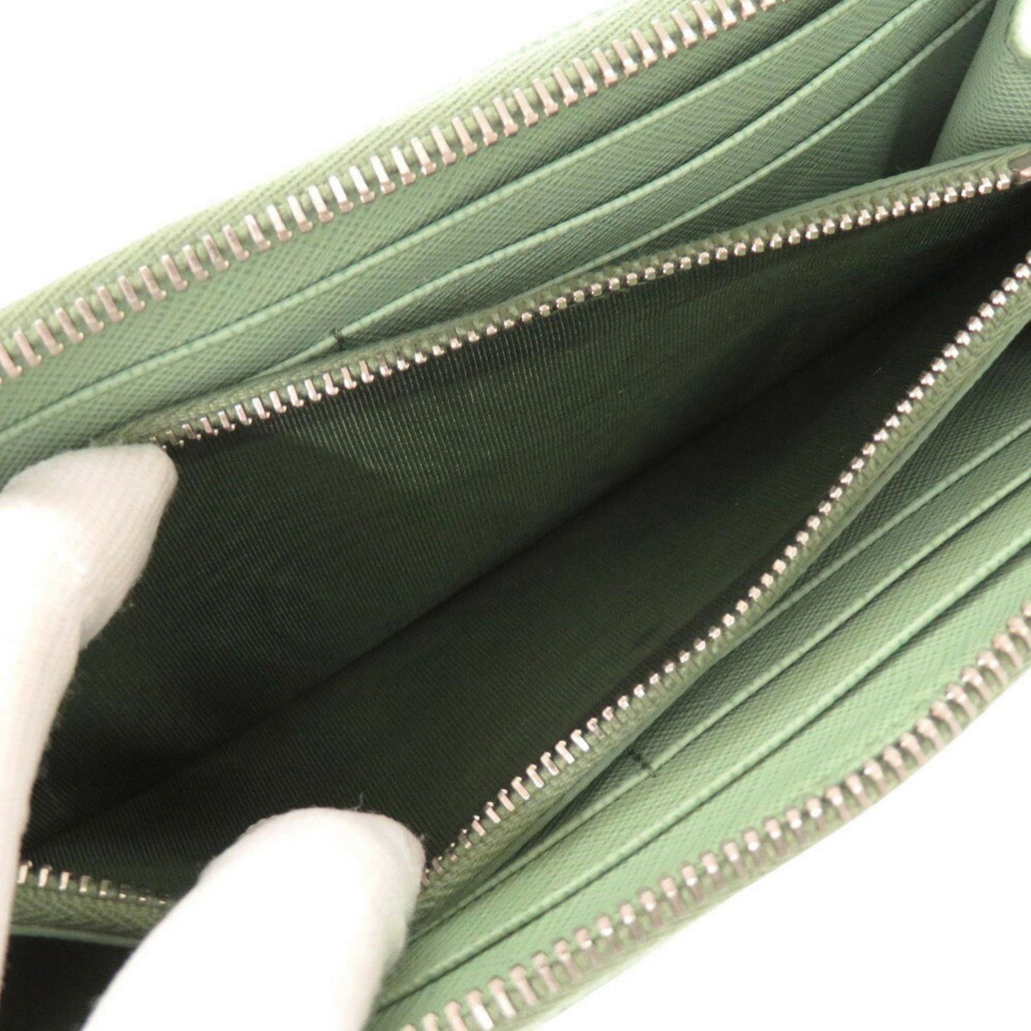 Prada Saffiano, Green, Leather, wallet