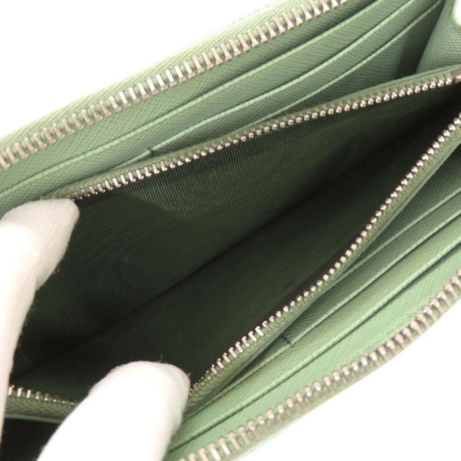 Prada Saffiano, Green, Leather, wallet