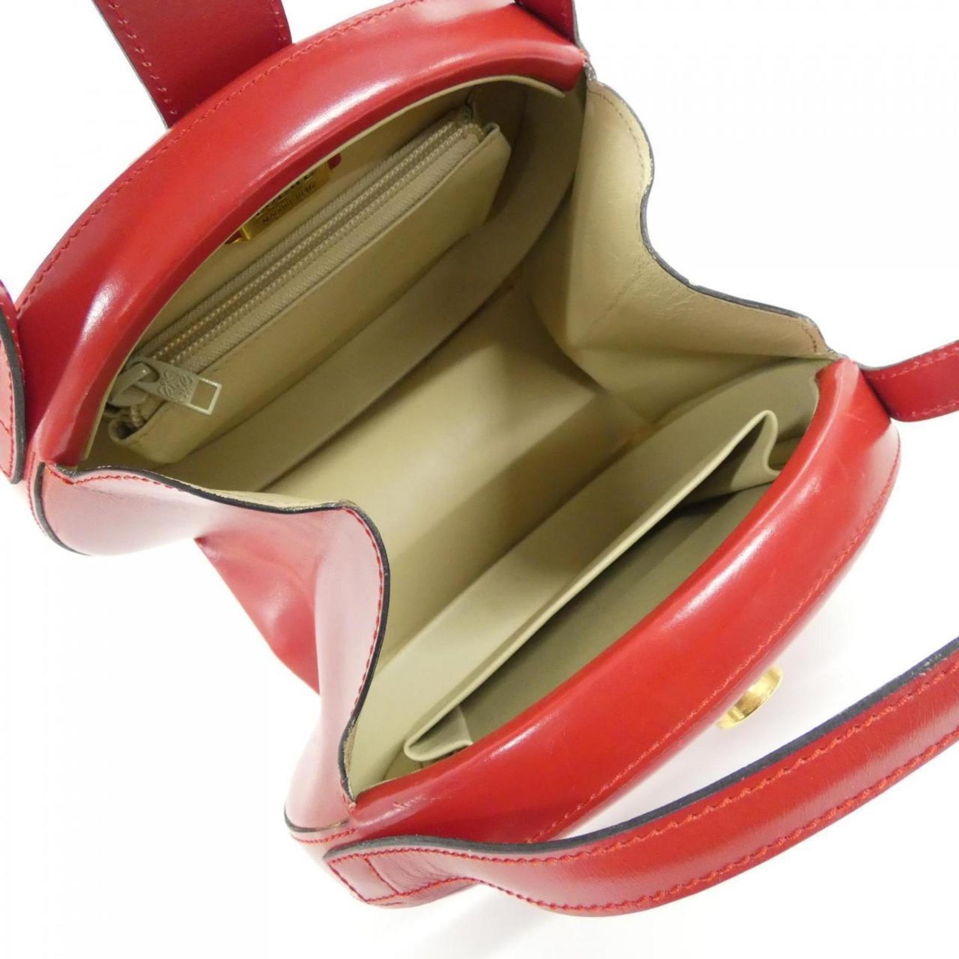 Loewe Anagram, Red, Leather, handbag