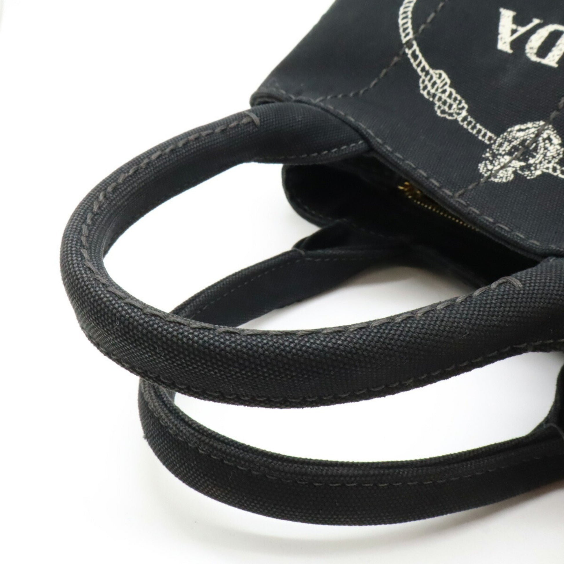 Prada Canapa, Black, Canvas, tote
