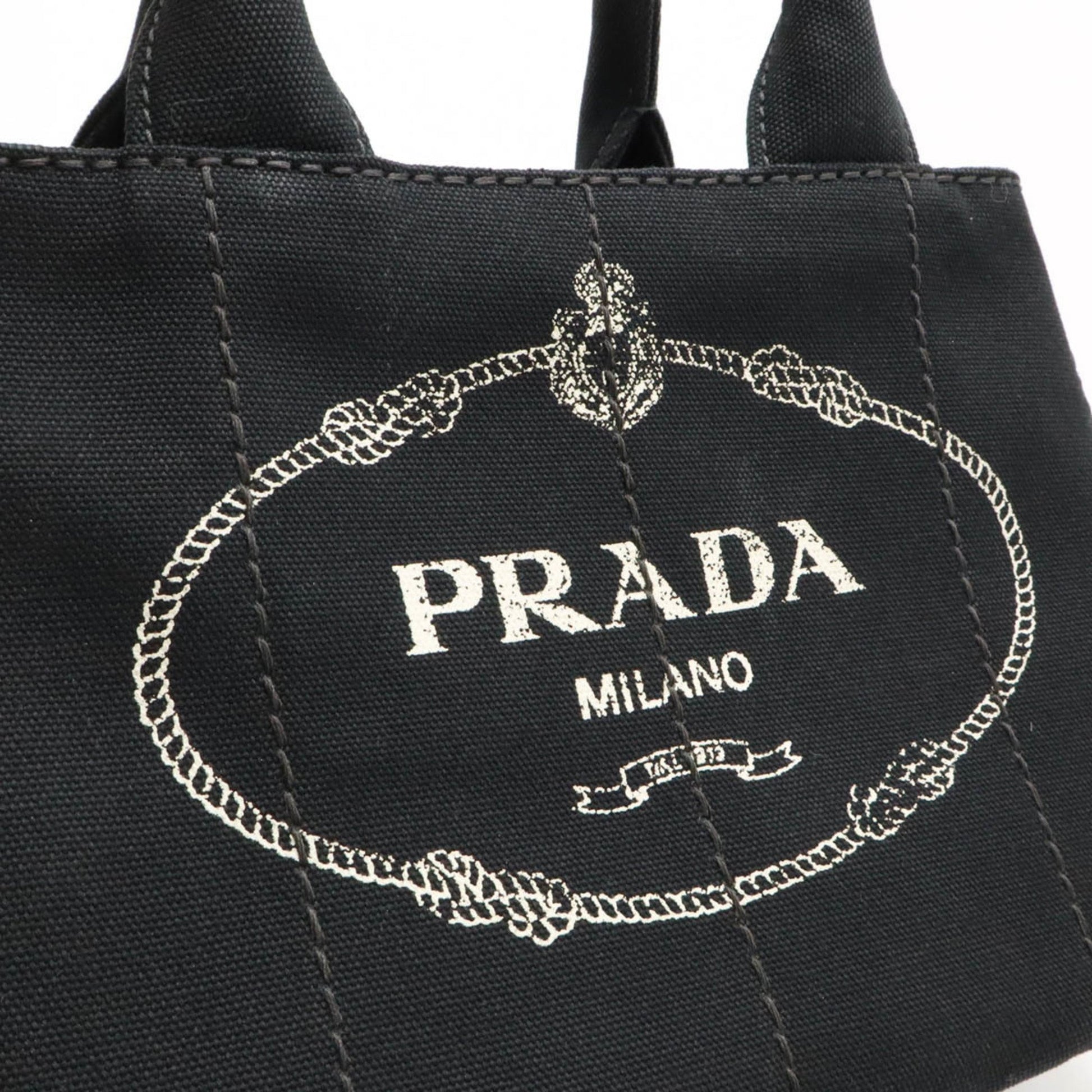 Prada Canapa, Black, Canvas, tote