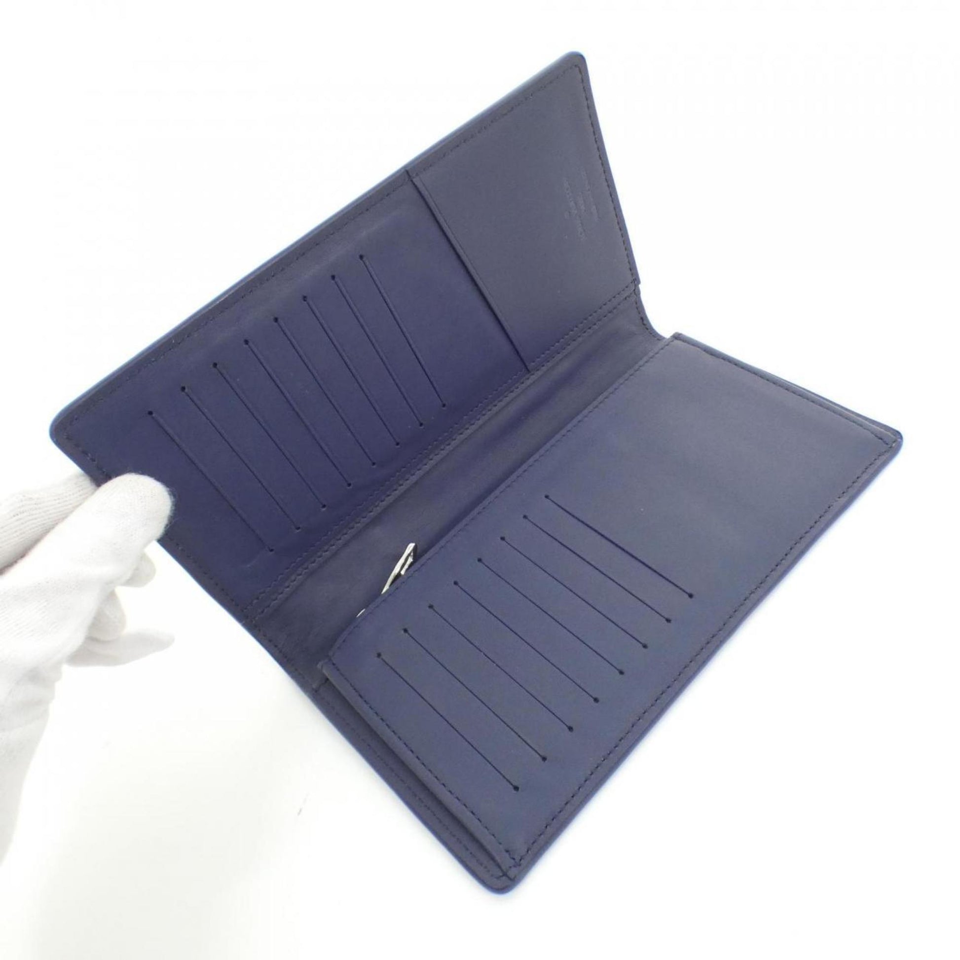 Louis Vuitton Portefeuille Brazza, Navy, Canvas, wallet