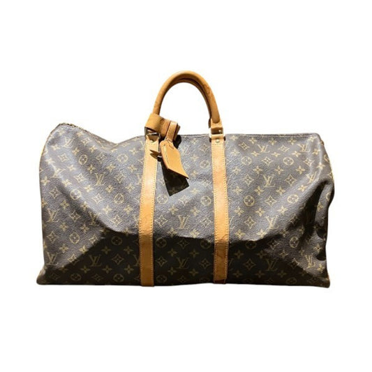 Louis Vuitton Keepall 55, Brown, Canvas, travel