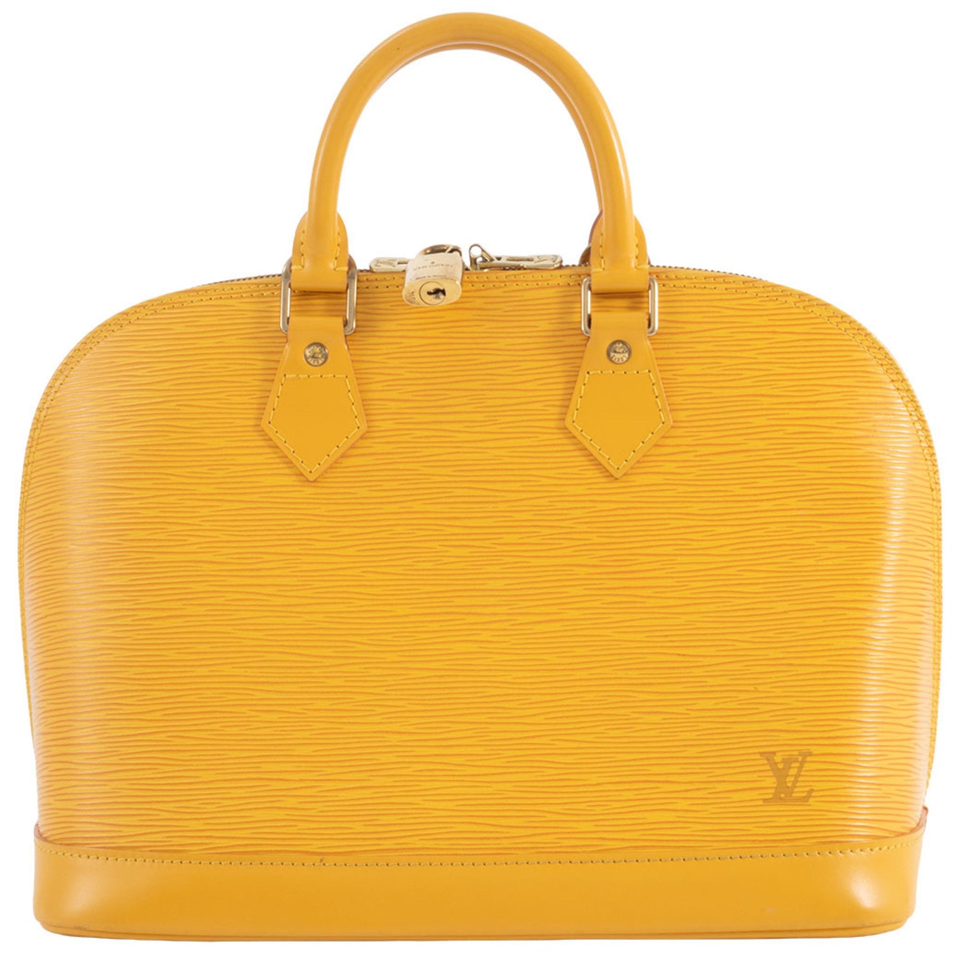 Louis Vuitton Alma, Yellow, Leather, handbag