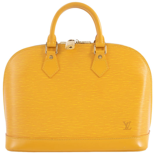Louis Vuitton Alma, Yellow, Leather, handbag