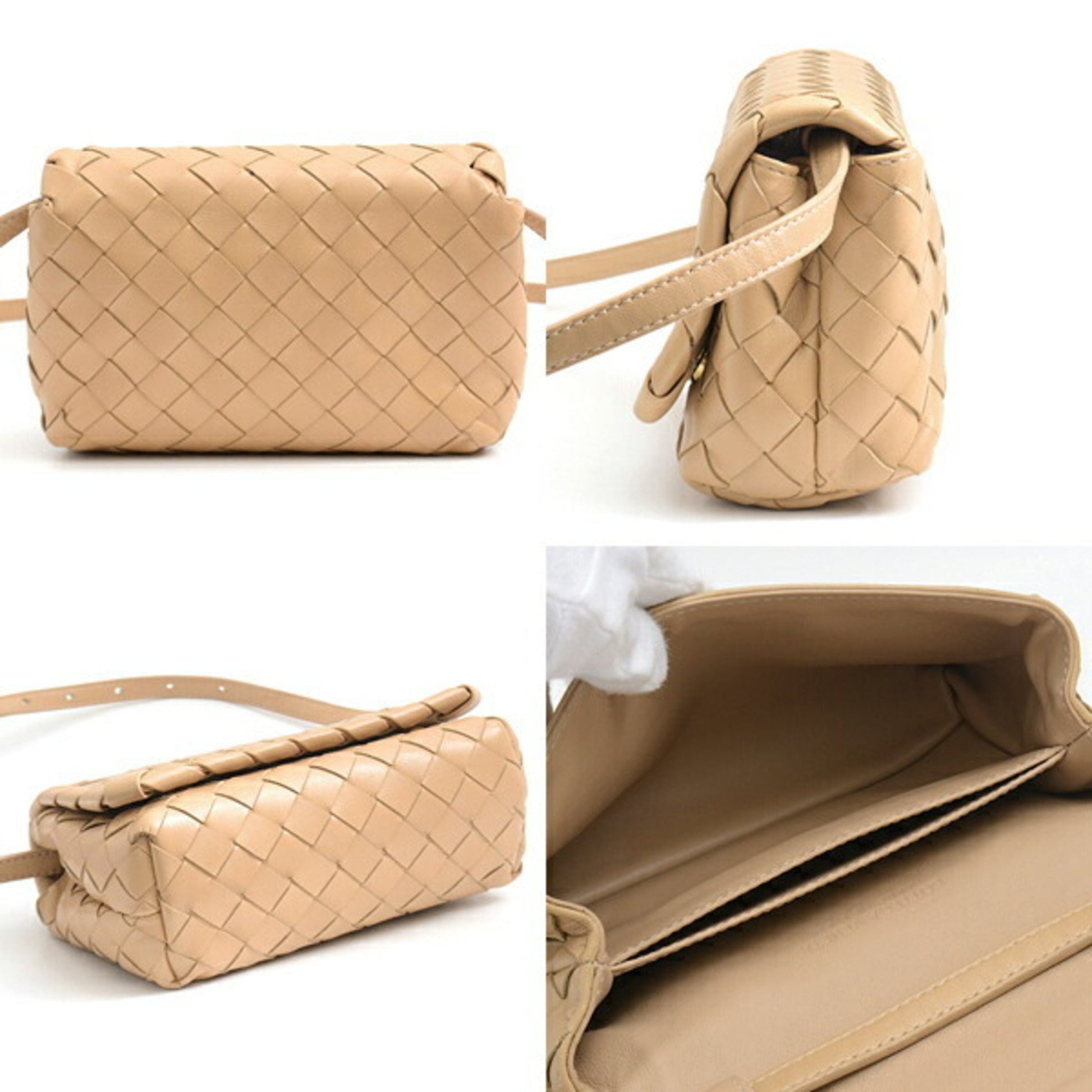 Bottega Veneta Intrecciato, Beige, Leather, shoulder