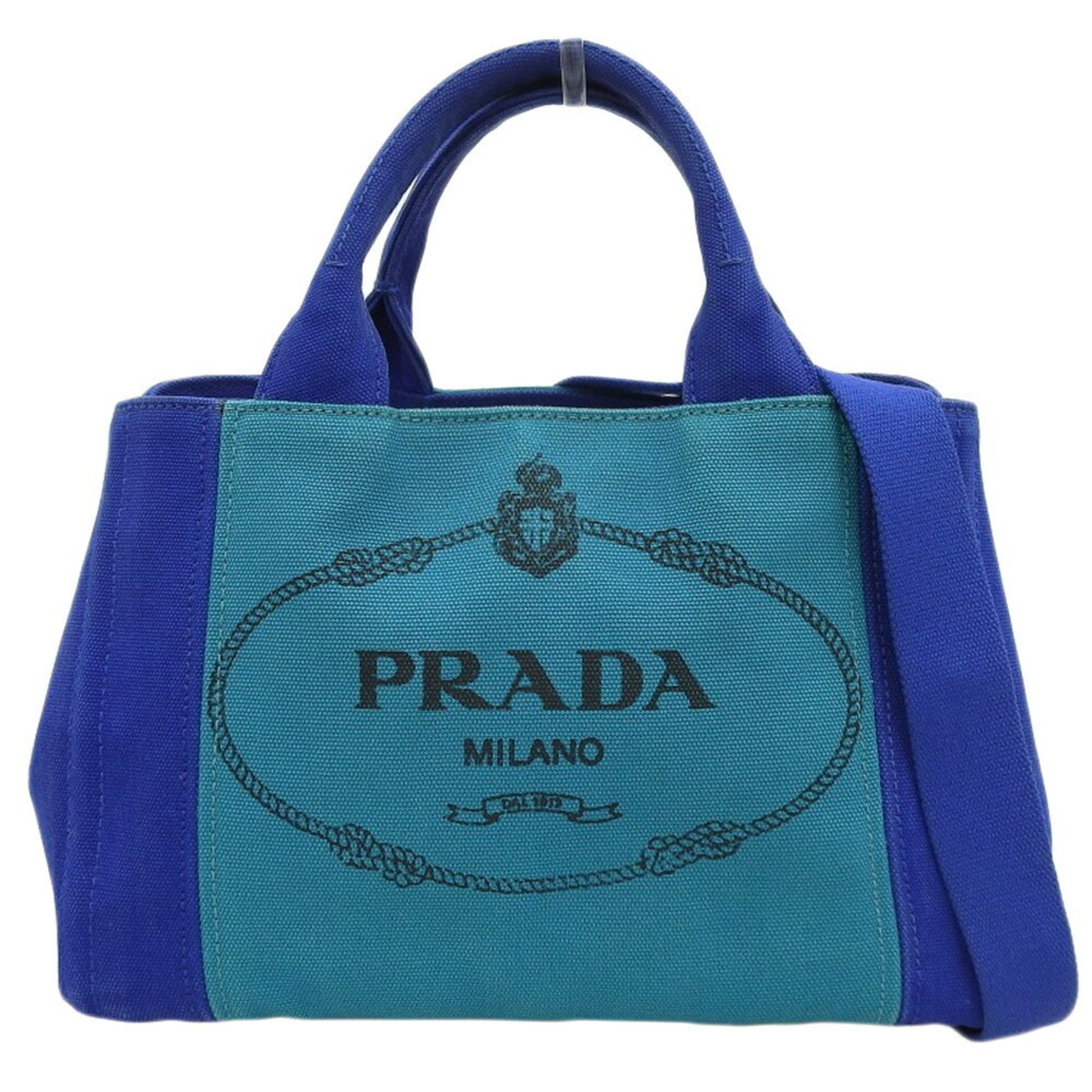 Prada Canapa, Blue, Canvas, handbag