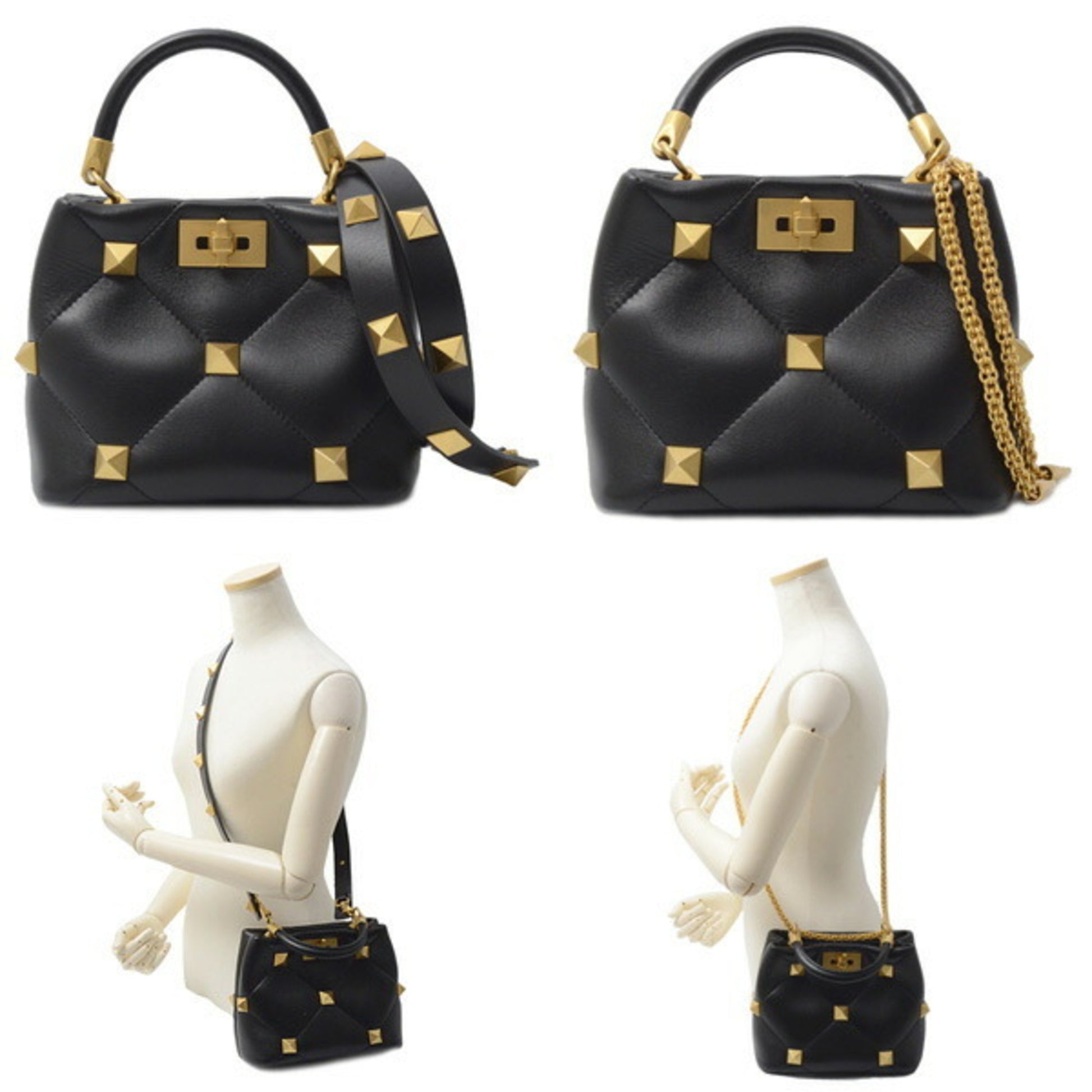 Valentino Garavani ROMAN STUD, Black, Leather, shoulder