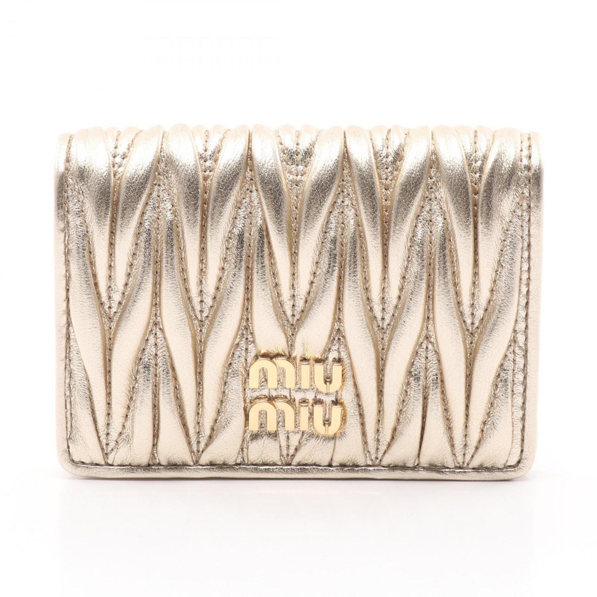 Miu Miu Matelassé, Gold, Leather, wallet