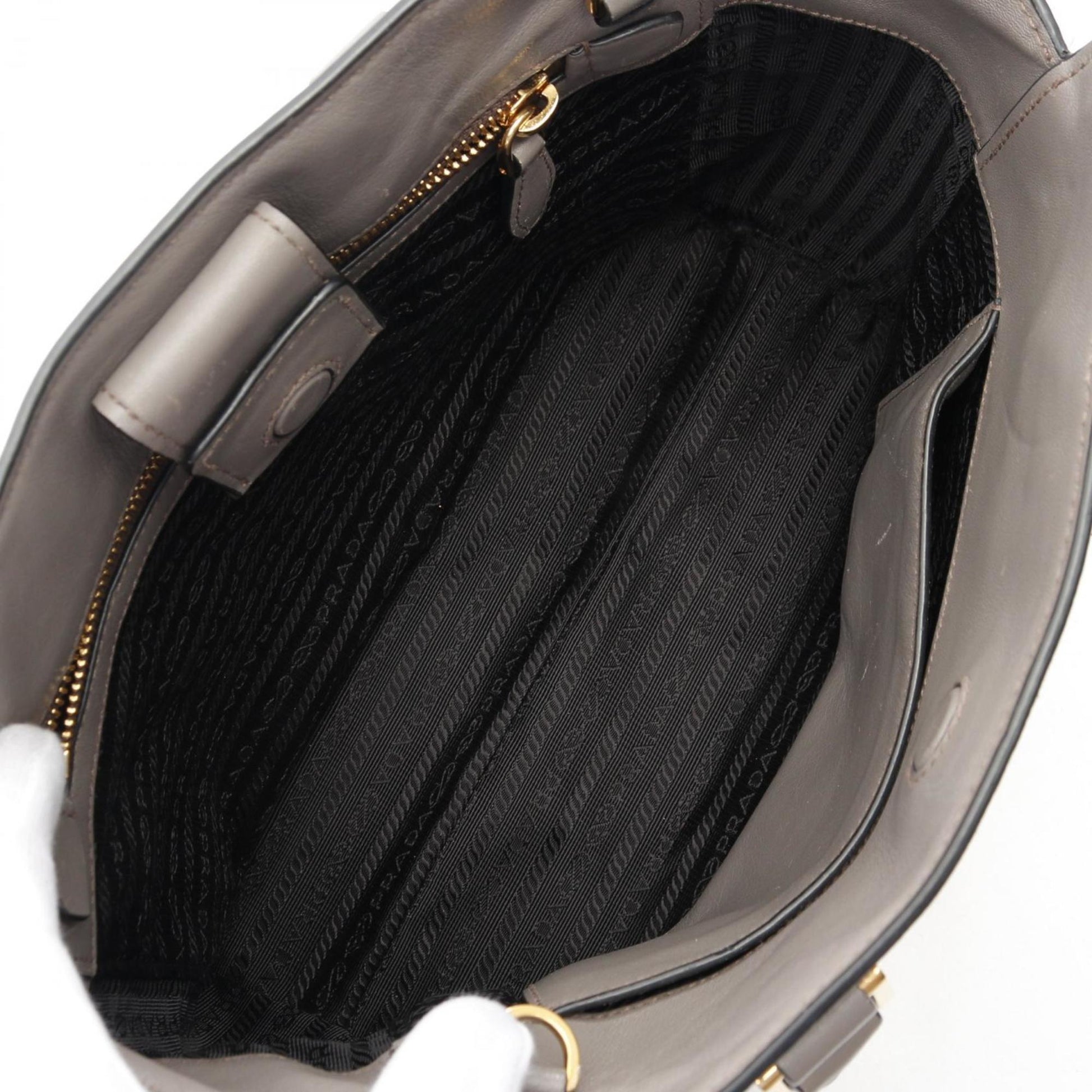 Prada Saffiano, Grey, Leather, handbag